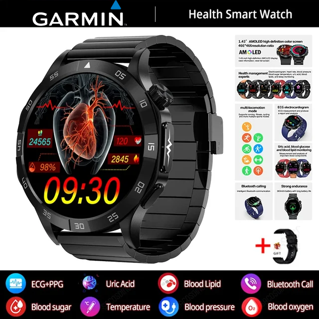 Garmin AI zdravotnícke diagnostické inteligentné hodinky ⌚️ Nová verzia 2025! Podporujú inteligentné meranie EKG + PPG, presne sledujú hladinu cukru, tukov a kyseliny močovej – vaše zdravie v jedných hodinkách 🏃‍♂️