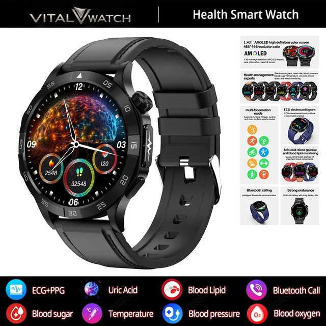 VITAL WATCH inteligentné hodinky 2026 ⌚️ Prehľad o vašom zdraví každý deň – jednoducho a spoľahlivo 🏃‍♂️  Sledujte srdcovú frekvenciu ❤️, spánok 🌙 a dennú aktivitu v reálnom čase. Elegantný dizajn, dlhá výdrž batérie a Bluetooth hovory – všetko, čo potr