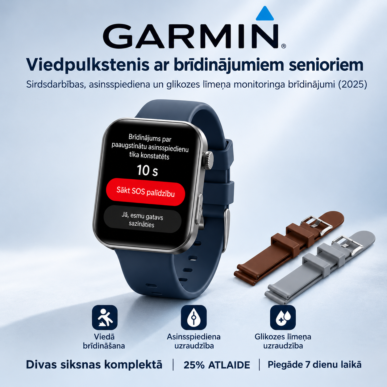 JAUNUMS 2026! Garmin viedpulkstenis ar AI – cukura līmeņa un asinsspiediena mērīšana, zvanu funkcija + 2 siksniņas DĀVANĀ 🎁📞