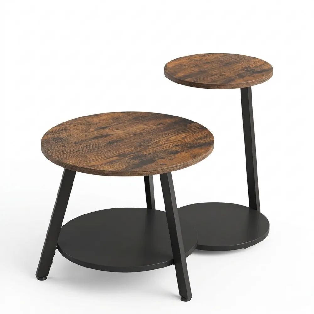 Moderner Couchtisch mit Stauraum, Stapelbarer Wohnzimmertisch im Industriestil