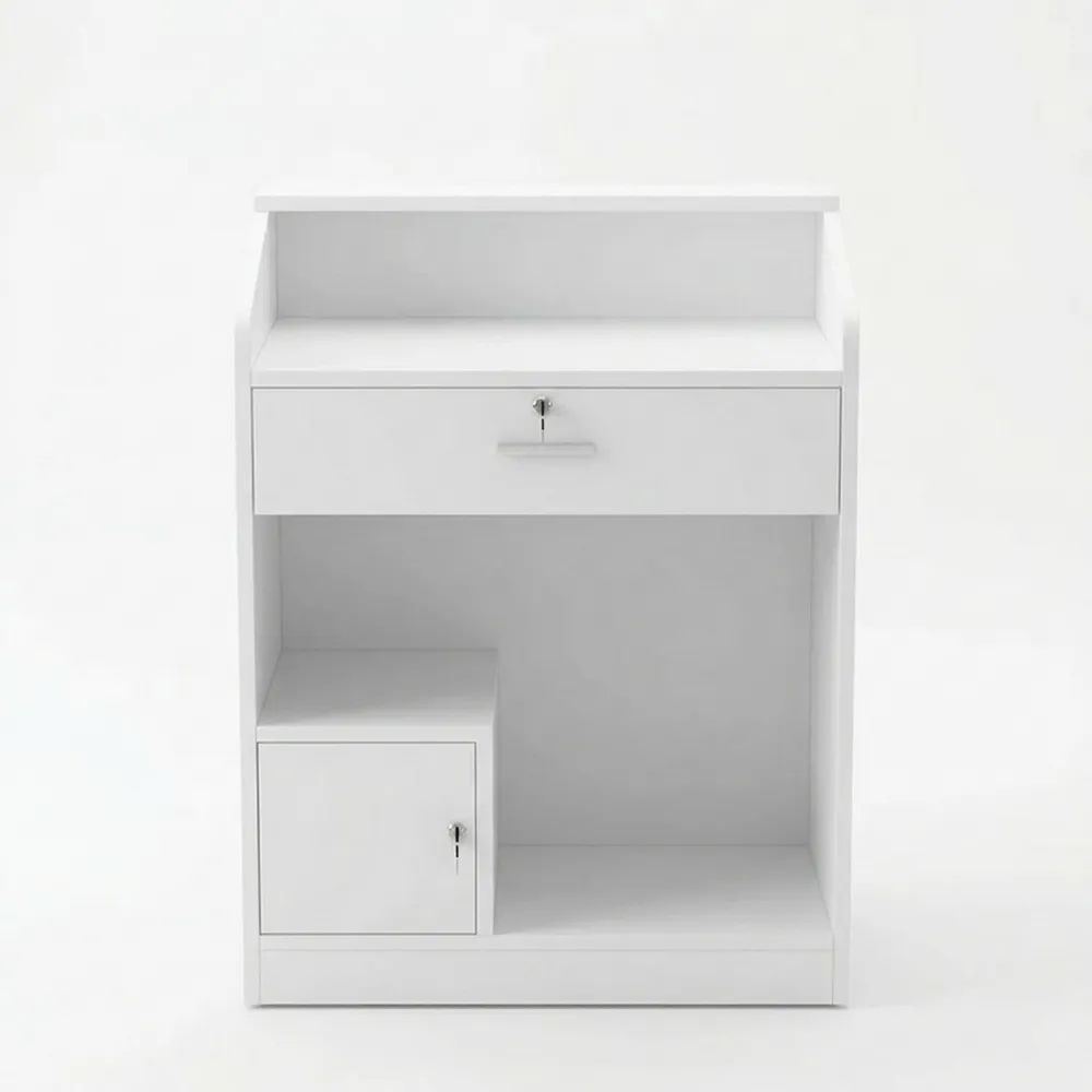 Empfangstheke mit Stauraum für Büro und Geschäft, Weiß, 60x40x92cm