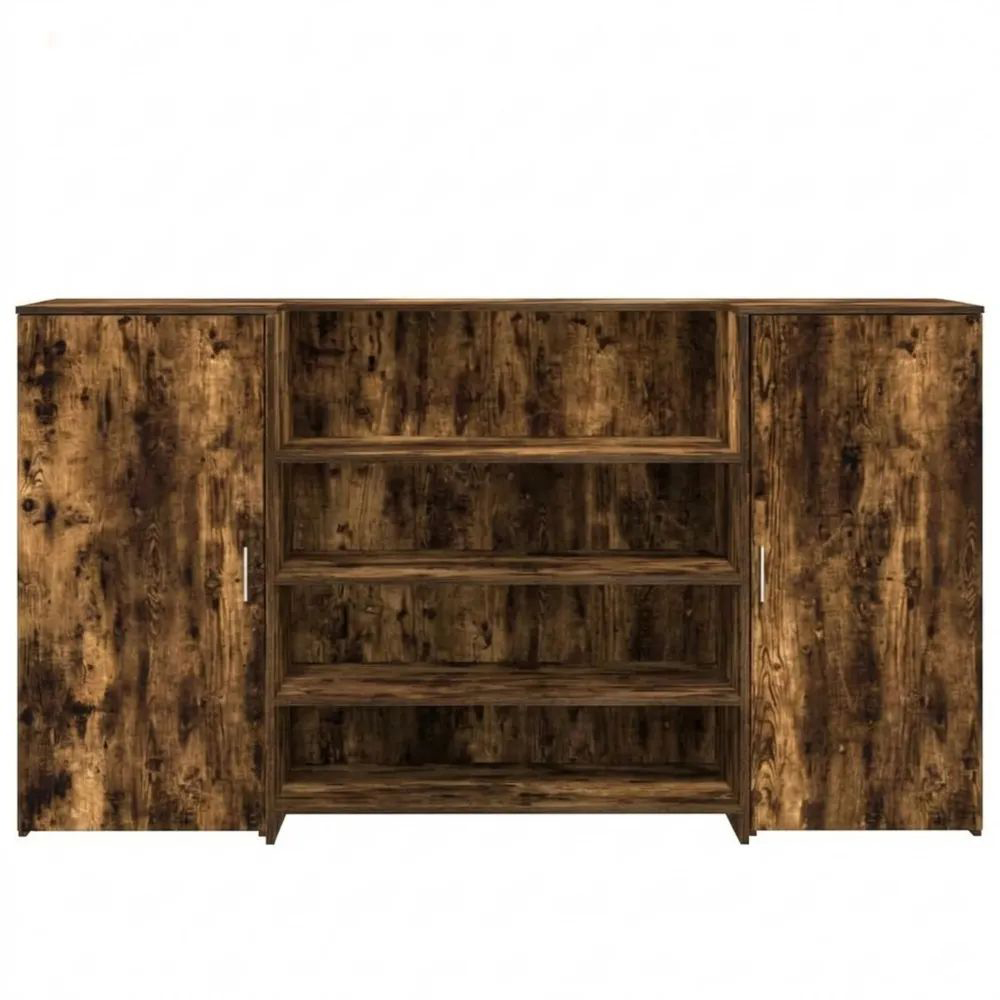 Montagetheke aus Holzwerkstoff mit integriertem Schrank