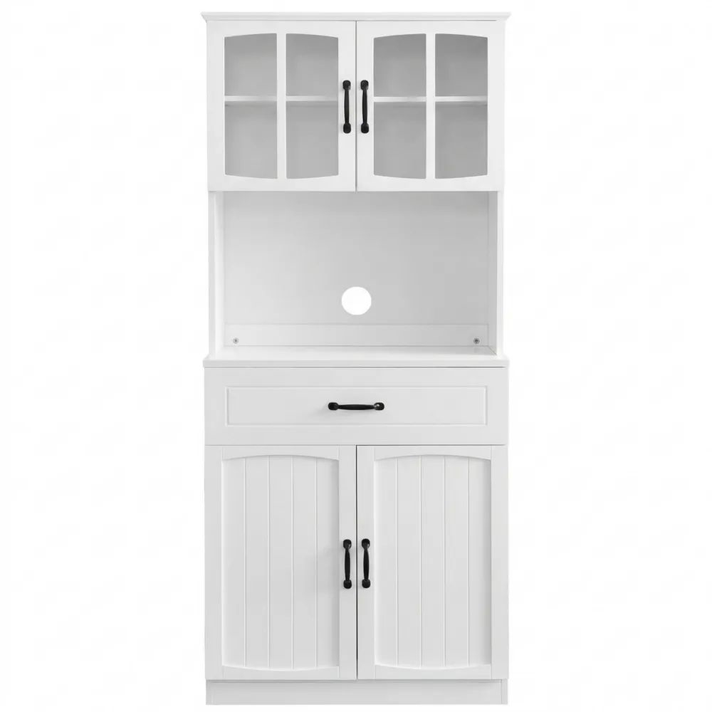 Moderner Mehrzweckschrank mit verstellbaren Böden, Glastüren und Kabelloch