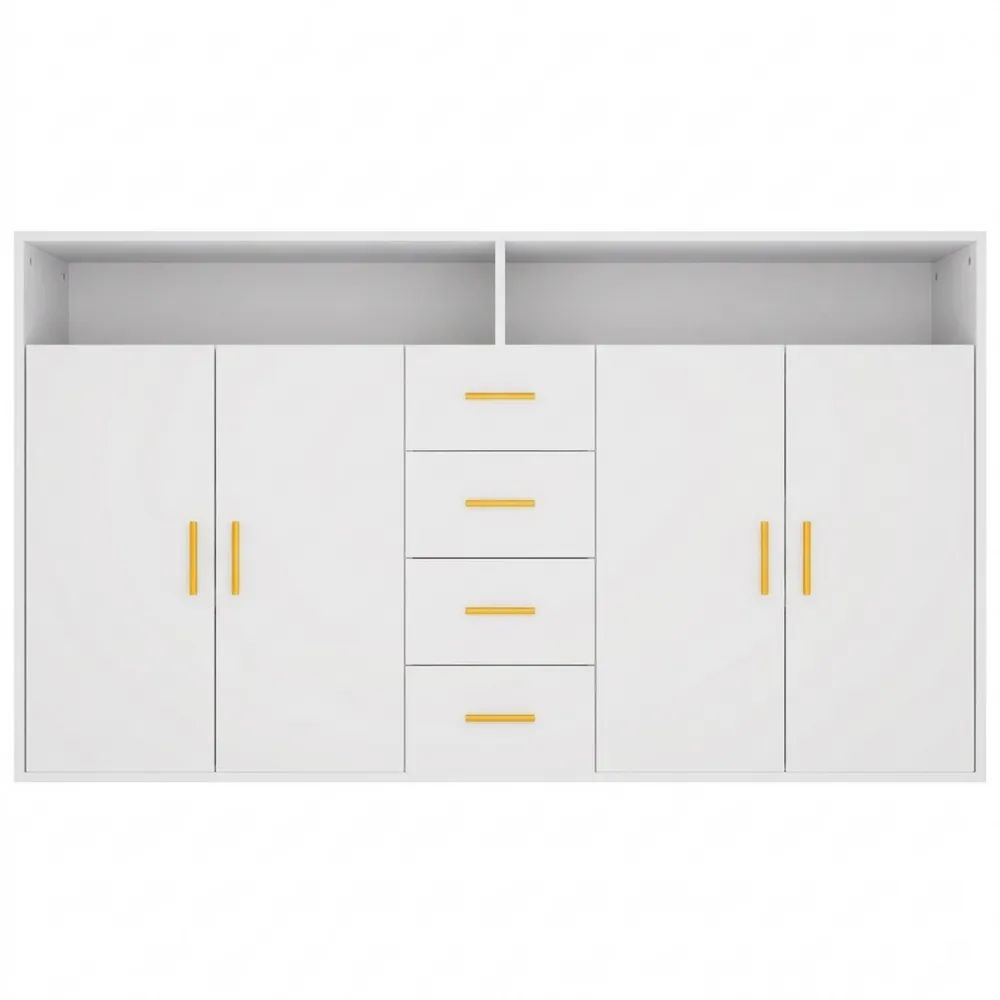 Moderner Sideboard mit Türen & Schubladen, 160x81x40 cm, Melaminbeschichtung, Wohnzimmer Aufbewahrungseinheit, Farboptionen