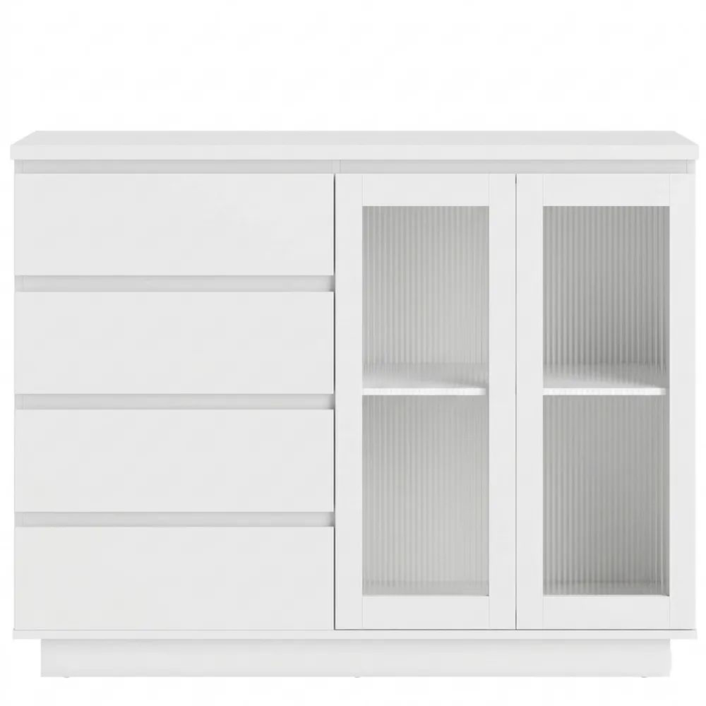 Moderner Beistellschrank mit Glastüren und Schubladen