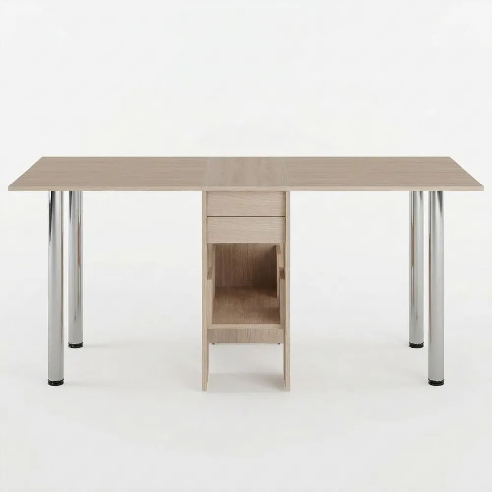 Platzsparender Klapptisch für Küche und Büro, Holzoptik Eiche, 170x81x73 cm