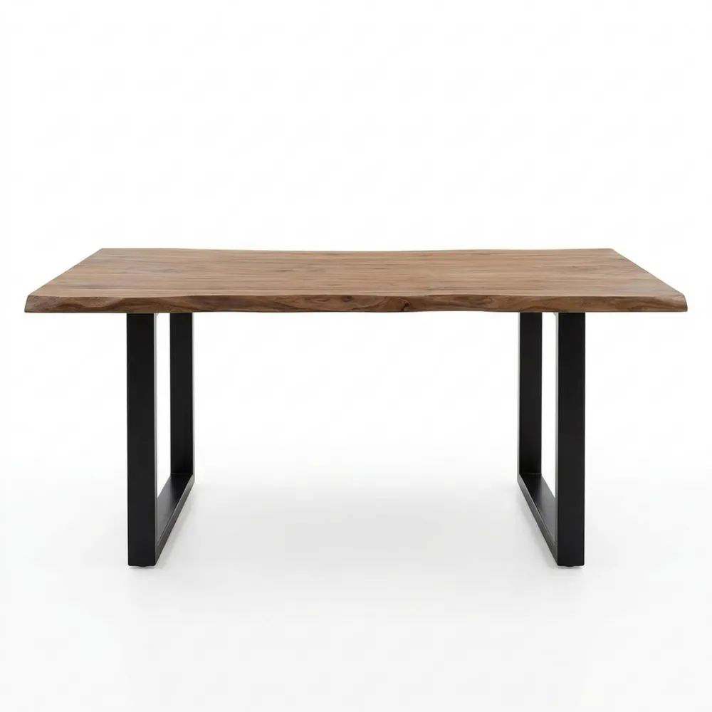 Moderner Esstisch aus Akazienholz mit U-Gestell, 140x80 cm
