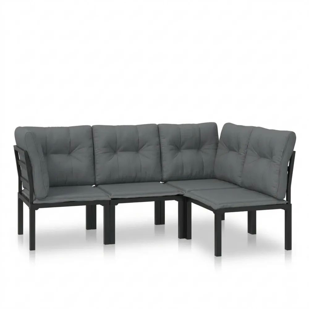 Moderne Balkonlounge aus Aluminium mit Gartensofa und Rattan-Ecklounge