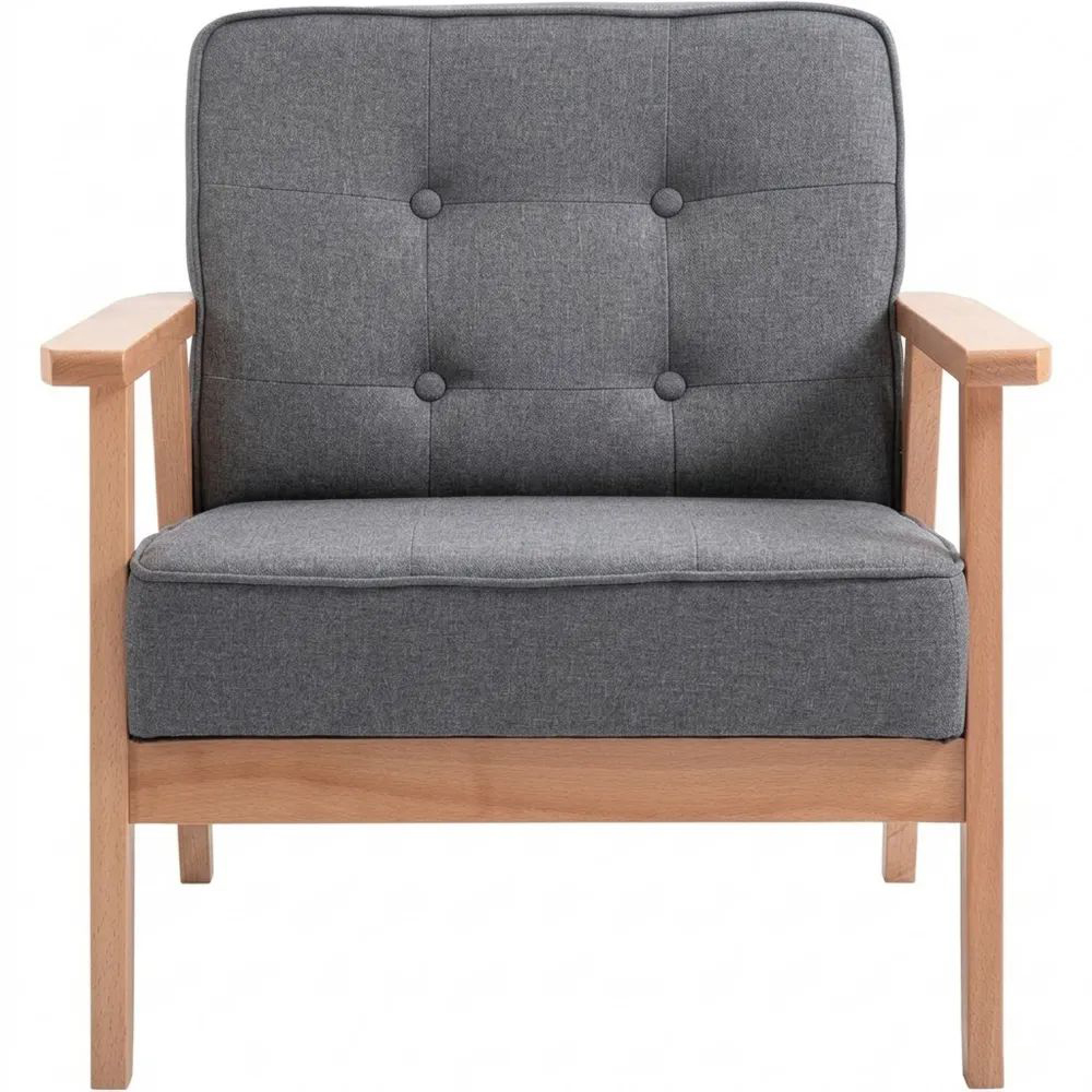 Bequemer Loungesessel mit Holzbeinen in Grau