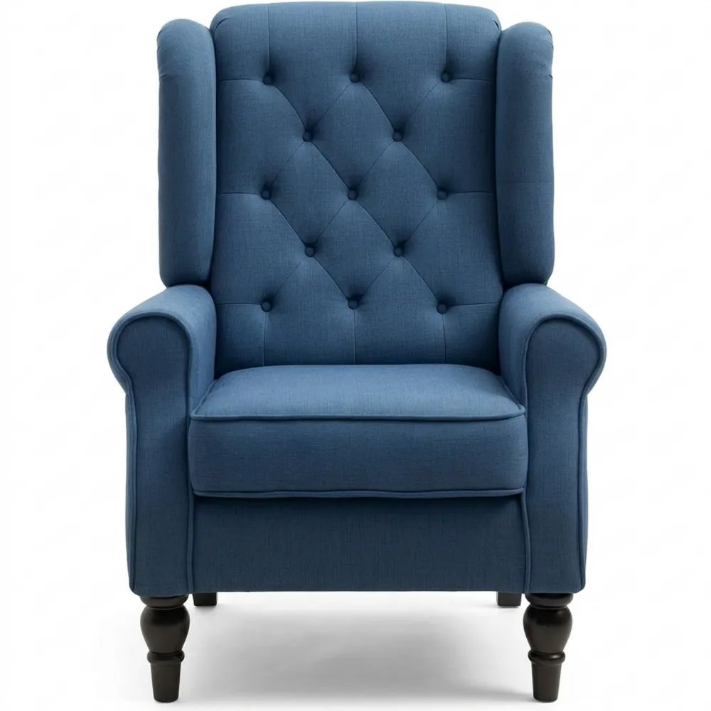 Bequemer Ohrensessel mit Kissen und Holzbeinen