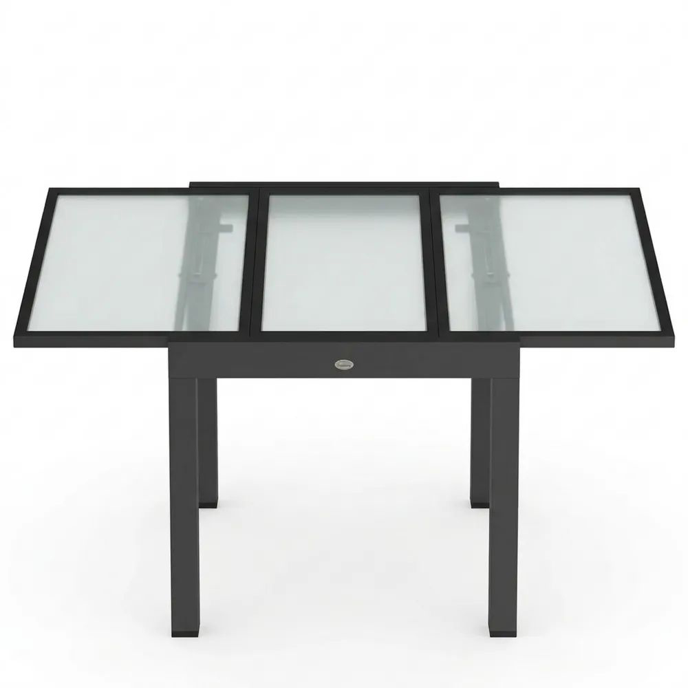 Ausziehbarer Gartentisch aus Aluminium, wetterfest, 160x80 cm, für 4-6 Personen, rutschfest, ideal für Garten, Terrasse und Balkon