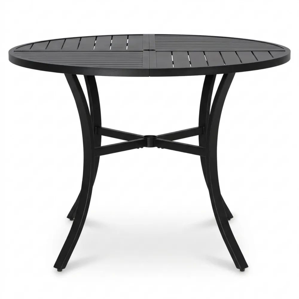 Runder Balkontisch wetterfest mit Schirmloch für 4 Personen