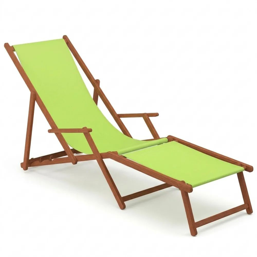 Verstellbare Holz-Sonnenliege mit Fußstütze für Garten