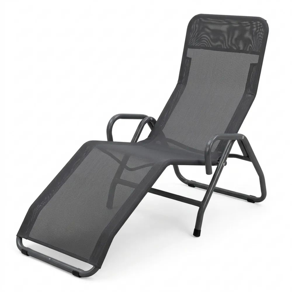 Verstellbare Sonnenliege für Pool, anthrazit/schwarz