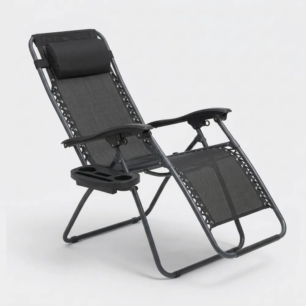 Verstellbare Klappliege mit Getränkehalter für Außenbereiche