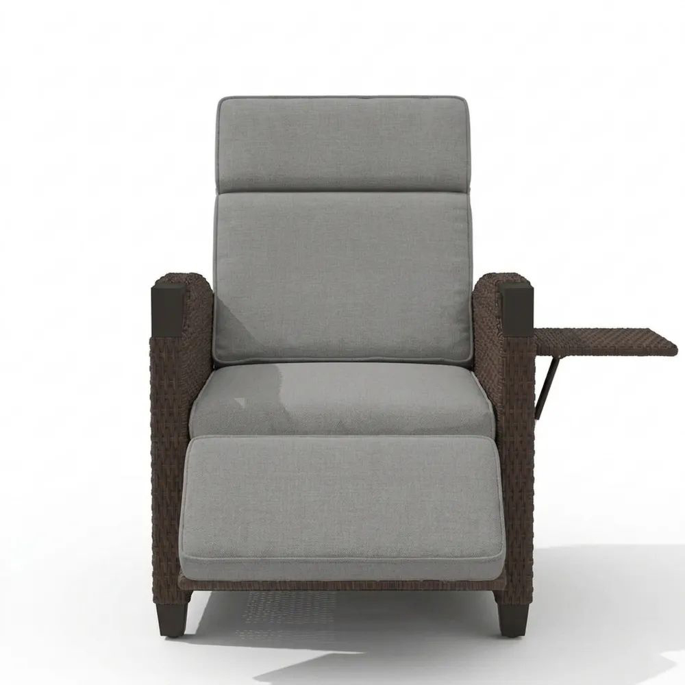 Verstellbarer Rattan-Liegesessel mit Beistelltisch für Garten und Innenbereich