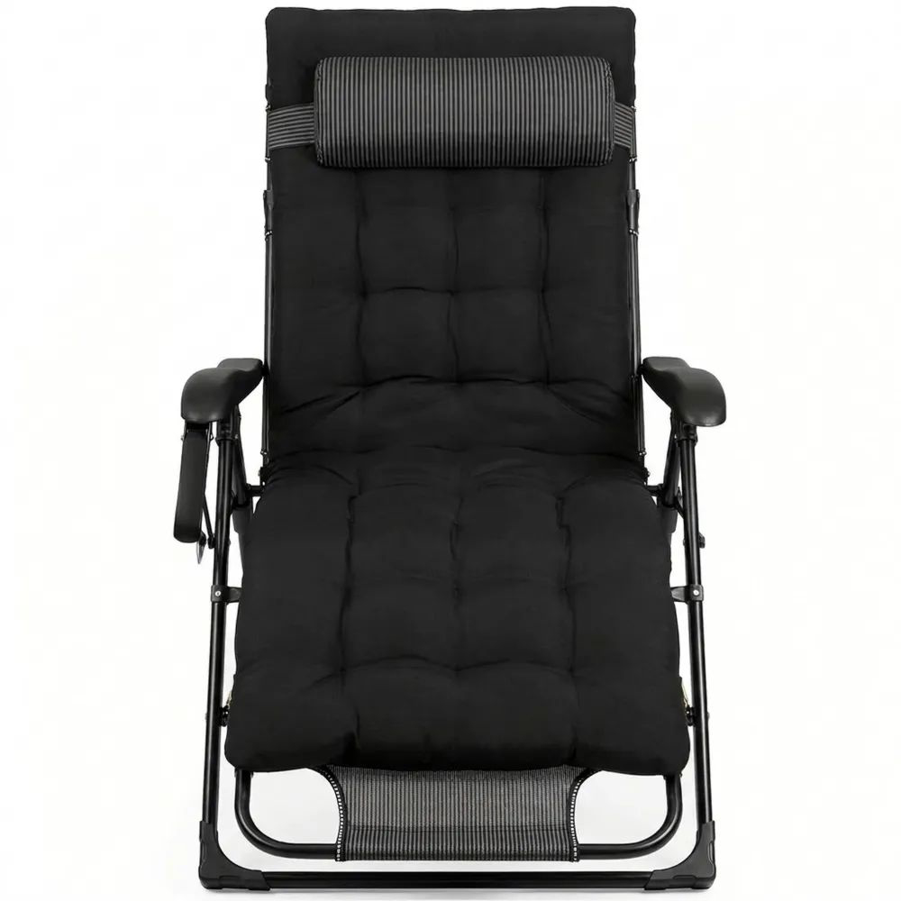 Ergonomische klappbare Relaxliege mit verstellbarer Rückenlehne für Garten und Balkon, belastbar bis 150 kg, in Schwarz