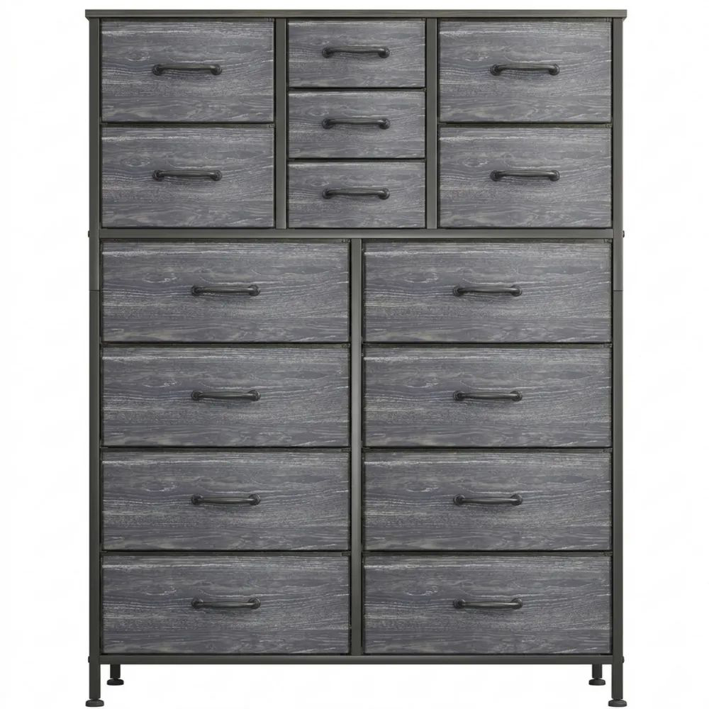Industrieller Kommodenschrank mit 15 Stoffschubladen