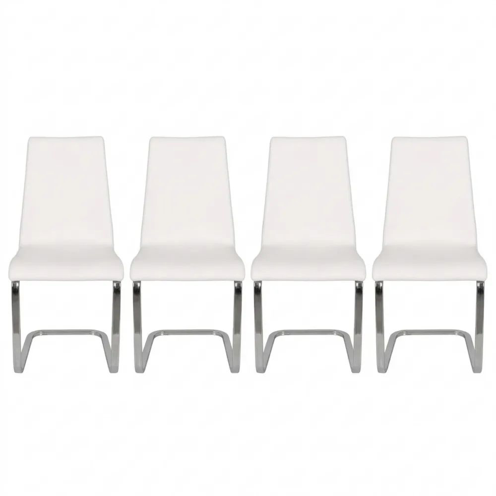 4er Set Freischwinger-Stühle mit Stahlgestell und gepolstertem Kunstledersitz