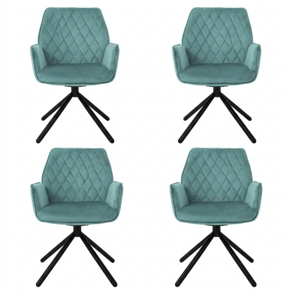 Samt Esszimmerstühle Set mit Armlehne und Drehfunktion