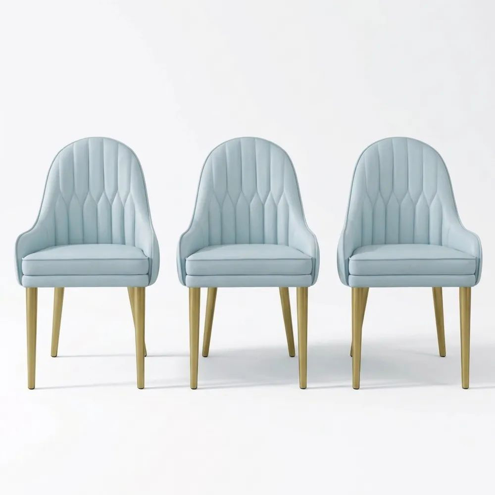 Esszimmerstühle aus PU-Leder mit Karbonstahlbeinen, 2er-Set