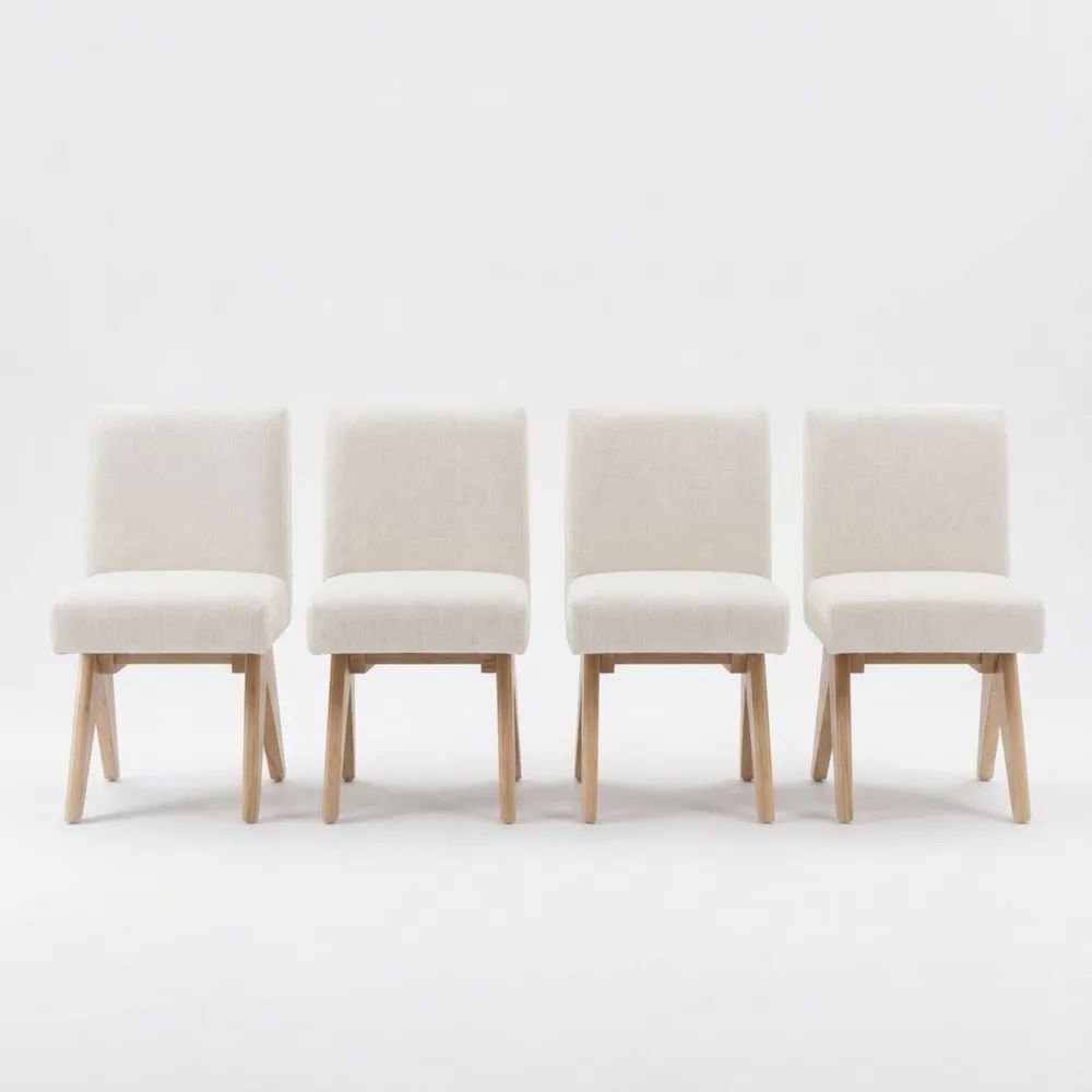 Zwei Esszimmerstühle im Vintage-Stil mit Chenille-Polsterung und Holzbeinen