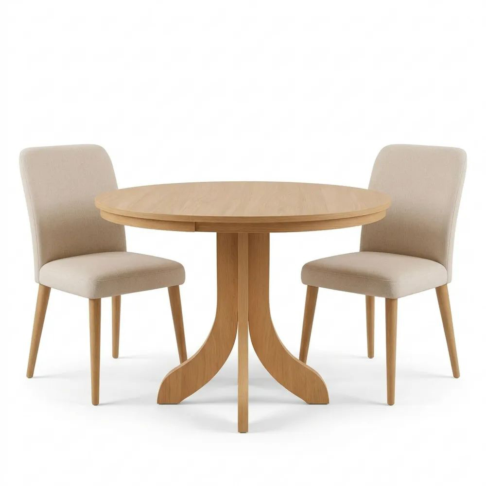 Runder Esstisch mit Ausziehfunktion aus Buche