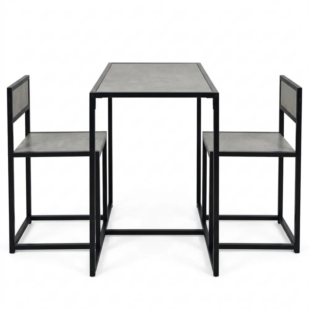 3-teilige Bartischgruppe mit Stühlen, Metallrahmen Esstischset für Küche und Bistro