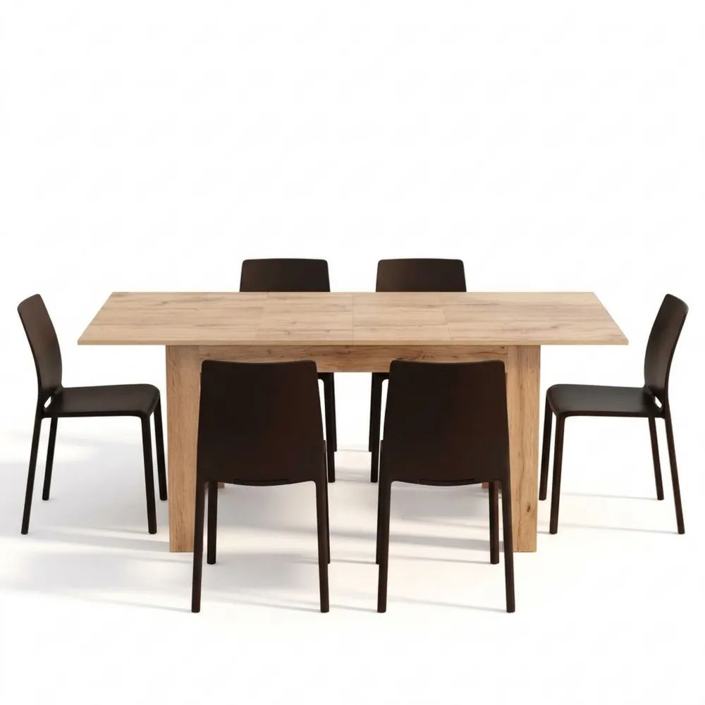 Ausziehbarer Esstisch in rustikaler Eiche, 140-220 x 90 cm