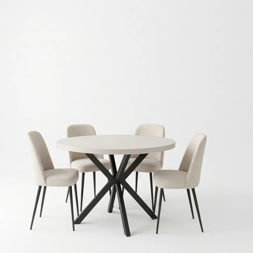 Runder ausziehbarer Tisch mit Metallbeinen, Durchmesser 100 bis 200 cm