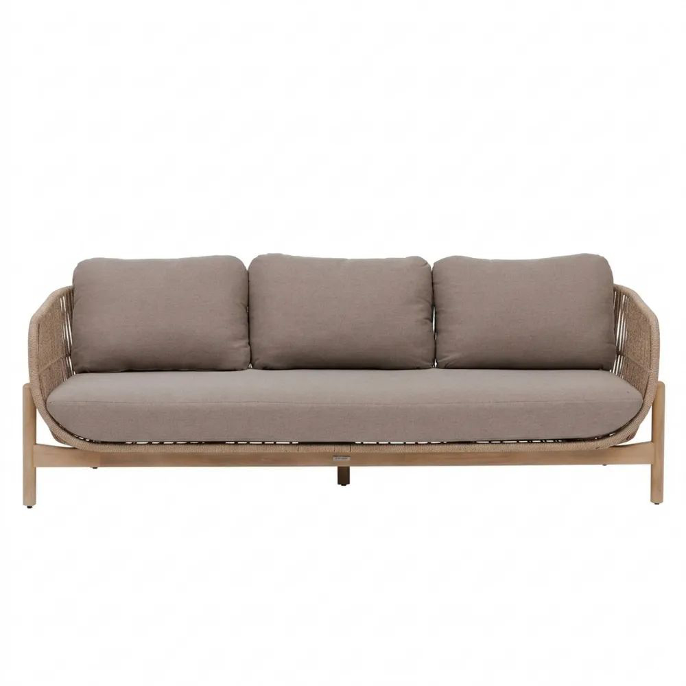 Gartensofa in Taupe & Akazie mit Wasserabweisenden Kissen