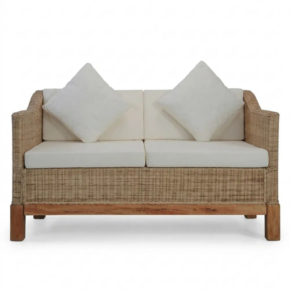 2-Sitzer Outdoor Rattan Sofa für Balkon und Garten