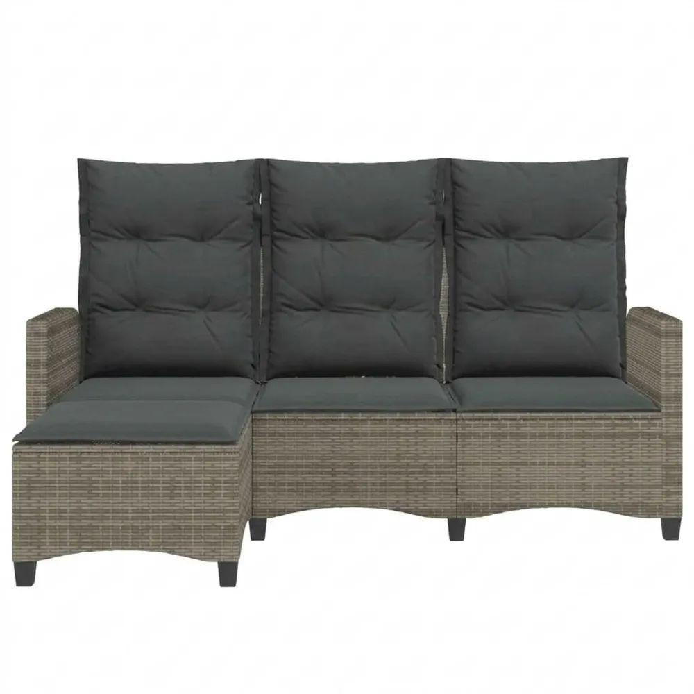 Verstellbares Gartensofa L-Form mit Kissen aus Polyrattan