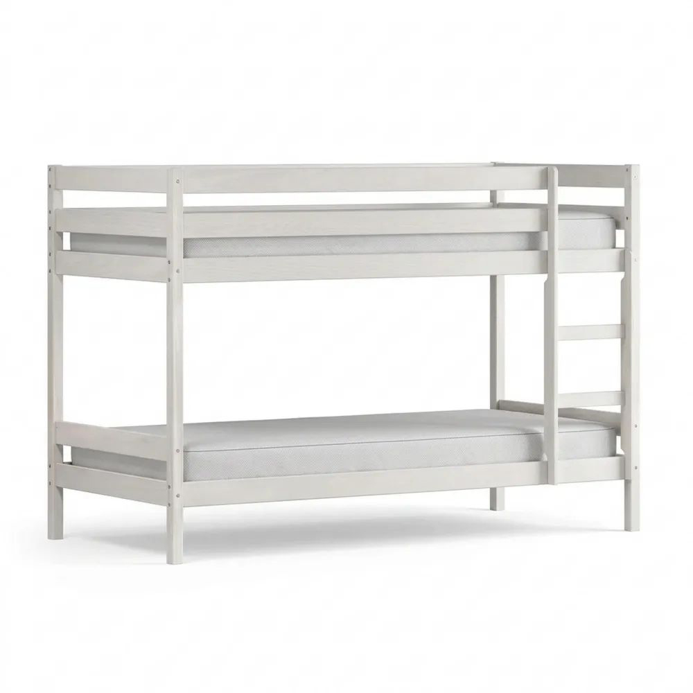 Hochbett für Kinder mit Leiter aus massivem Kiefernholz, 90 x 200 cm