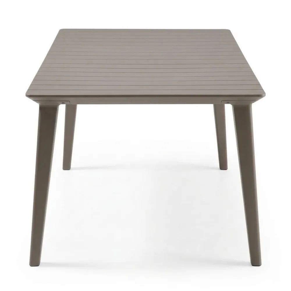 Rechteckiger Gartentisch für 6 Personen, Kunststoff, 157 x 97 cm, Cappuccino