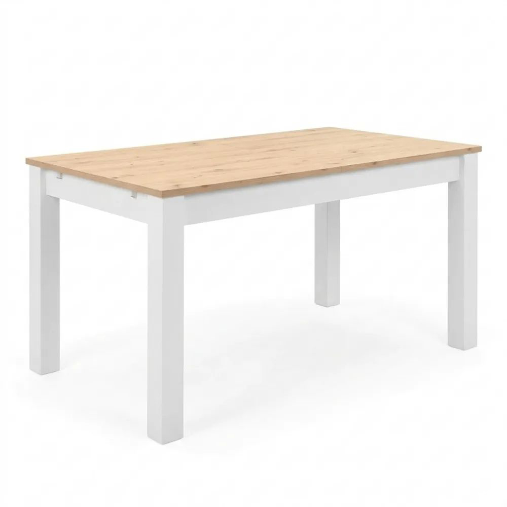 Ausziehbarer Esstisch im Landhausstil, 160-215 cm, Weiß und Wildeiche