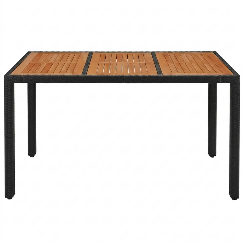 Hochwertiger Gartentisch aus Poly Rattan, 150x90x75cm, Schwarz