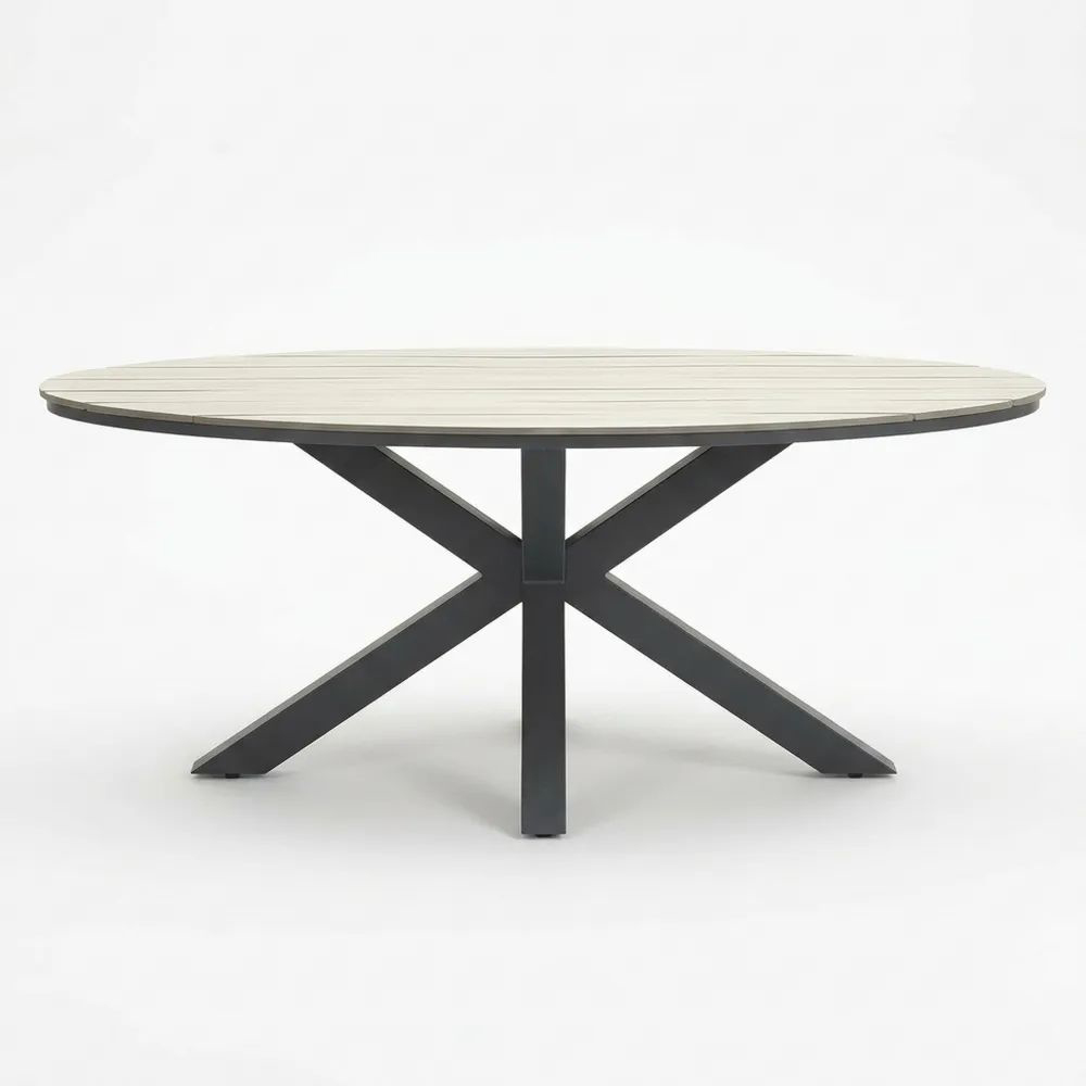 Wetterfester ovaler Gartentisch 220 x 115 cm für den Außenbereich