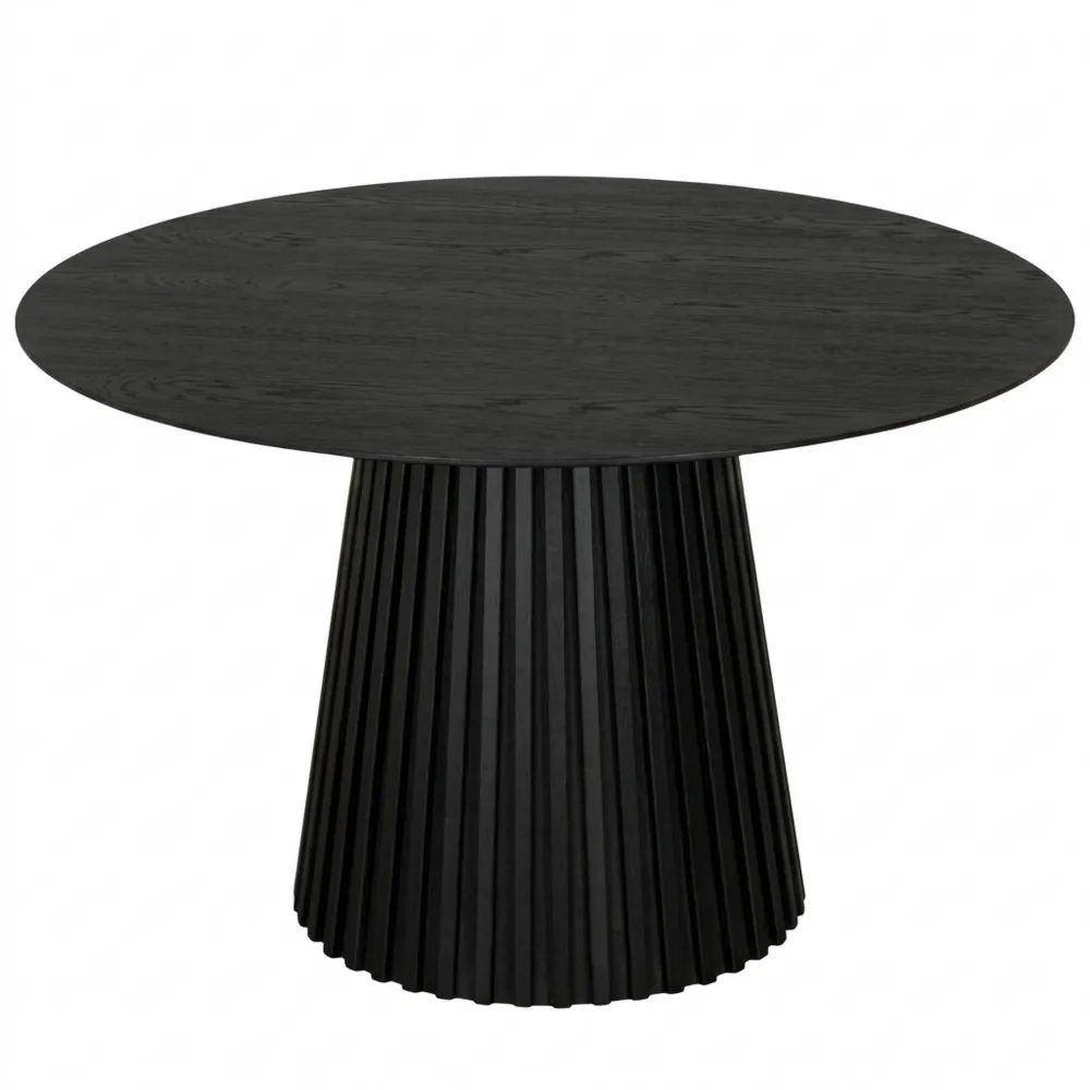 Runder Esstisch aus schwarzem Eichenfurnier für 4 Personen, 120x75 cm