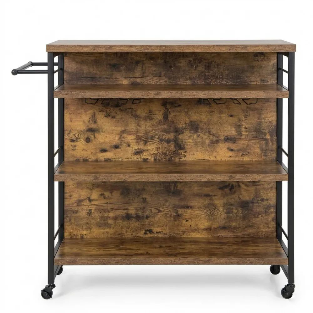 Vielfältiges Küchenregal mit Wein- und Glashalter, rustikal