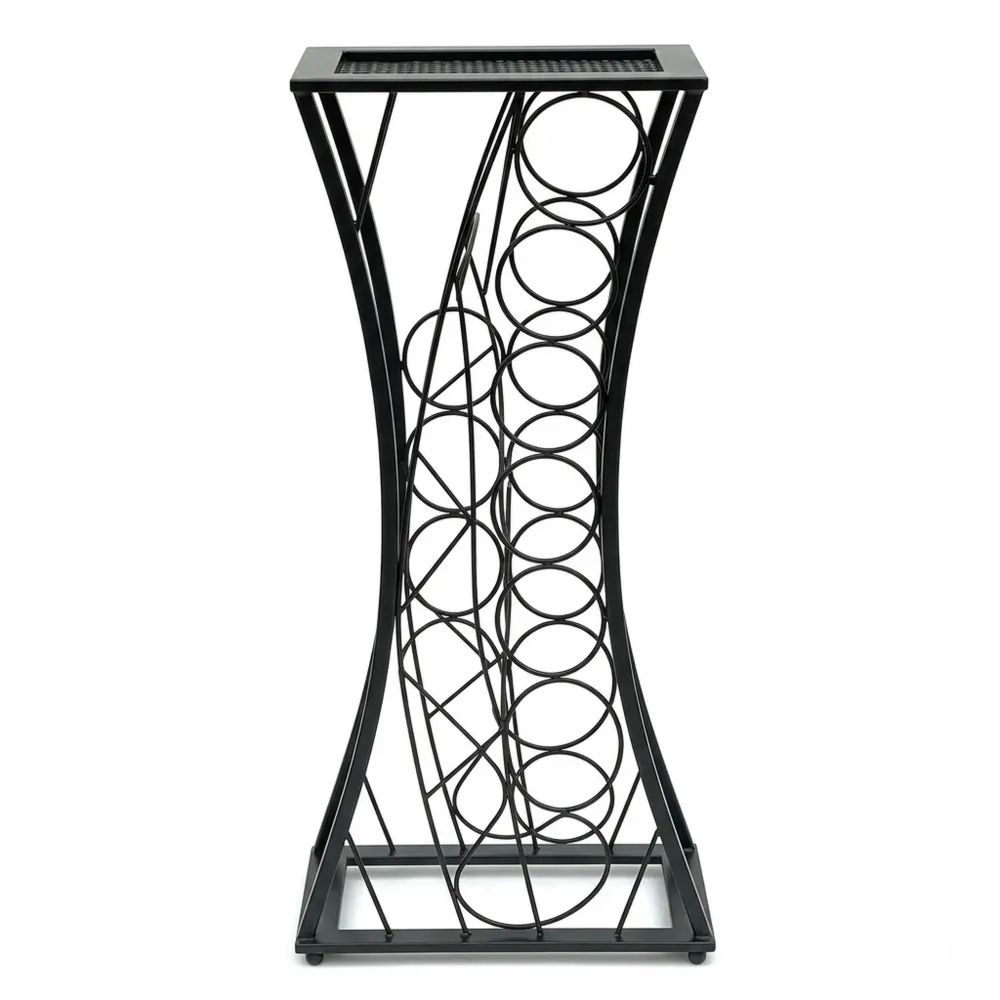 Modernes schmales Weinregal aus Metall in Schwarz, 80 cm