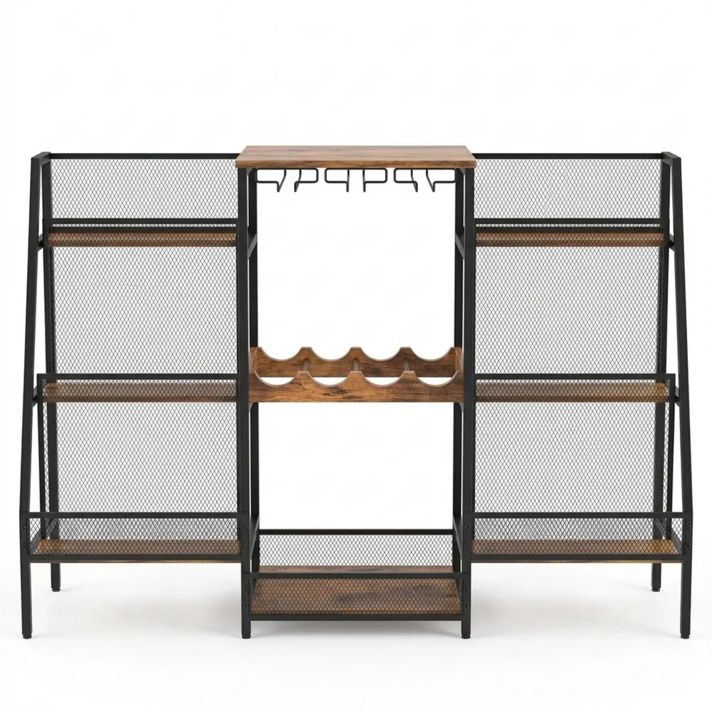 Multifunktionales Weinregal mit Glashalterung, freistehend