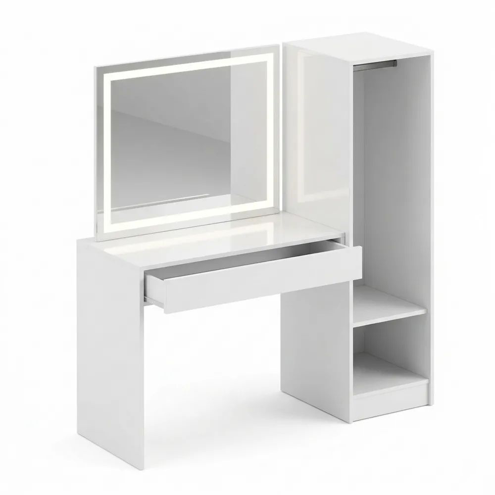 Moderner Schminktisch mit 4 Schubladen, Weiß, 100 cm