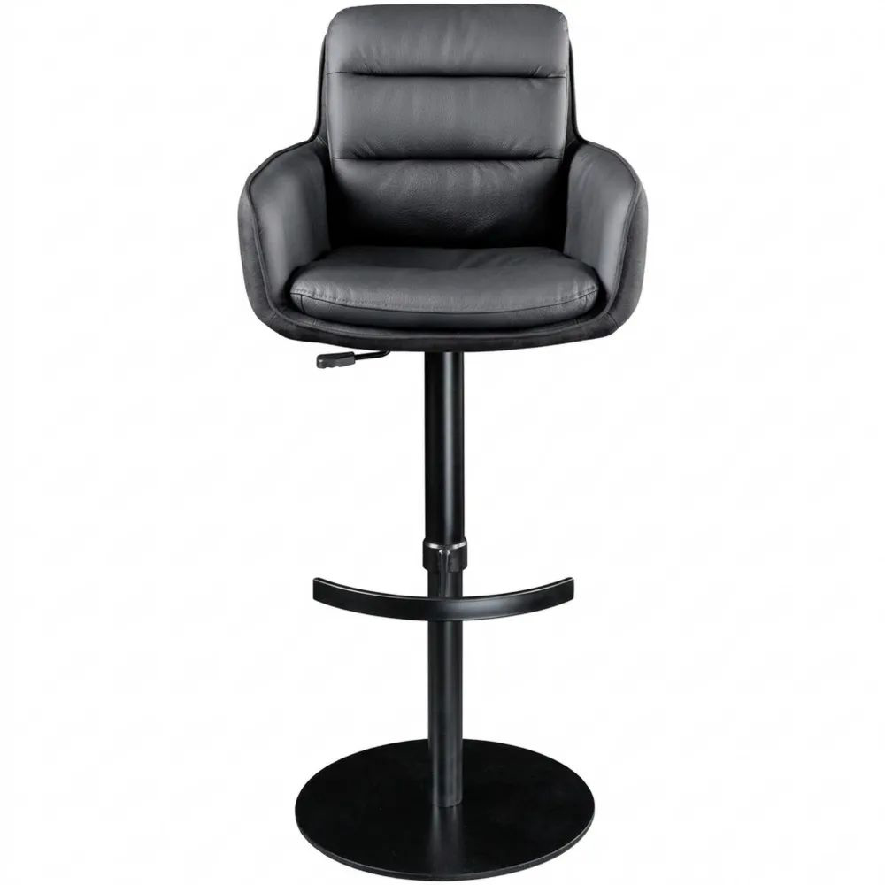 Höhenverstellbarer Barhocker aus Echtleder mit Armlehnen
