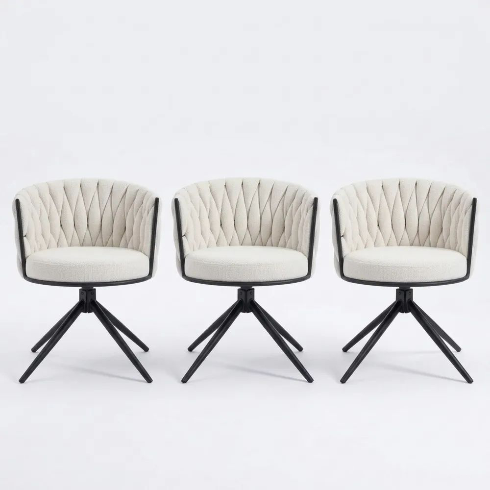 Drehbarer Esszimmerstuhl 2er Set, Stoff, Belastbar bis 136 kg, Modern und Bequem, Beige