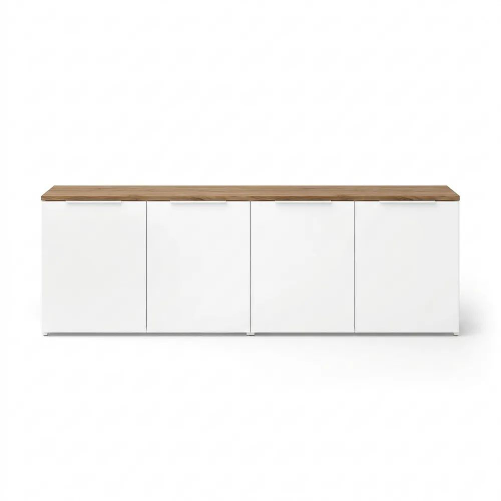 Moderne Wohnwand in Weiß und Sonoma für Mediengeräte