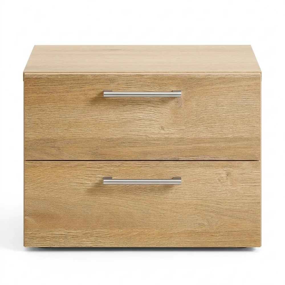 Hängender Nachttisch mit zwei Schubladen, wildeiche, platzsparende Wandmontage