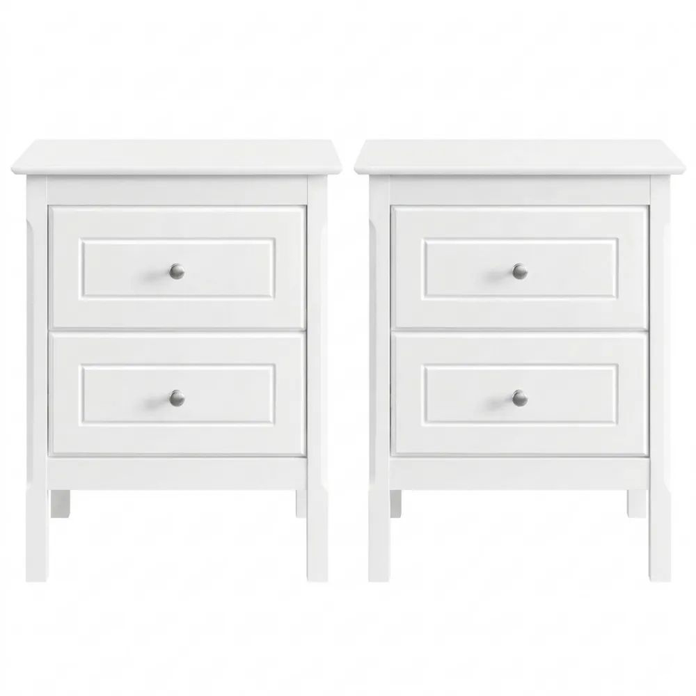 Nachttisch-Set mit Schubladen und viel Stauraum aus Holz, Weiß