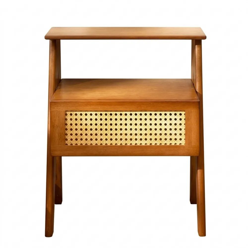 Kompakter Beistelltisch mit Schublade und Fach, ideal für Wohn- und Schlafzimmer, Farbe: Braun