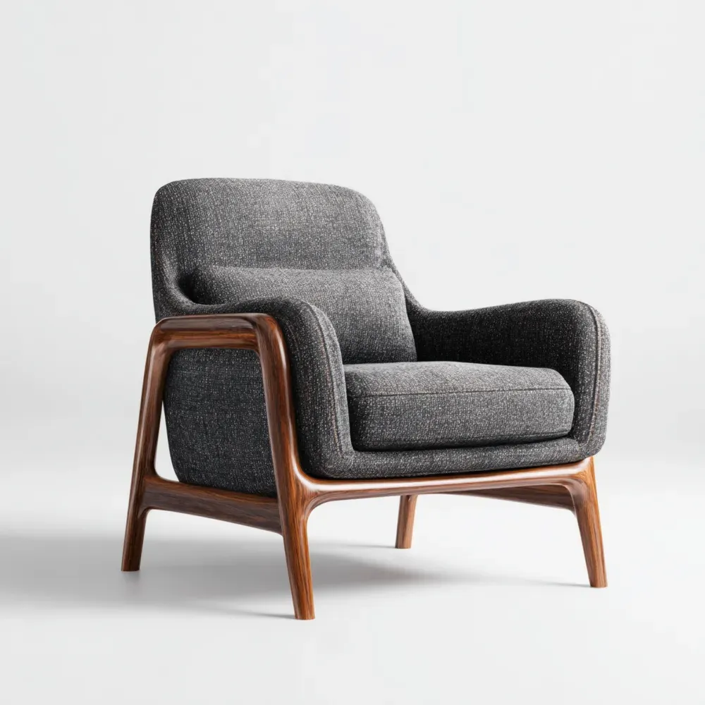 Sessel Stoffpolsterung Holzrahmen Dunkelgrau - 75x85x90 cm